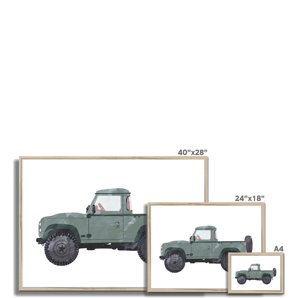 4x4 Land Rover - Green Vintage |  Framed Print