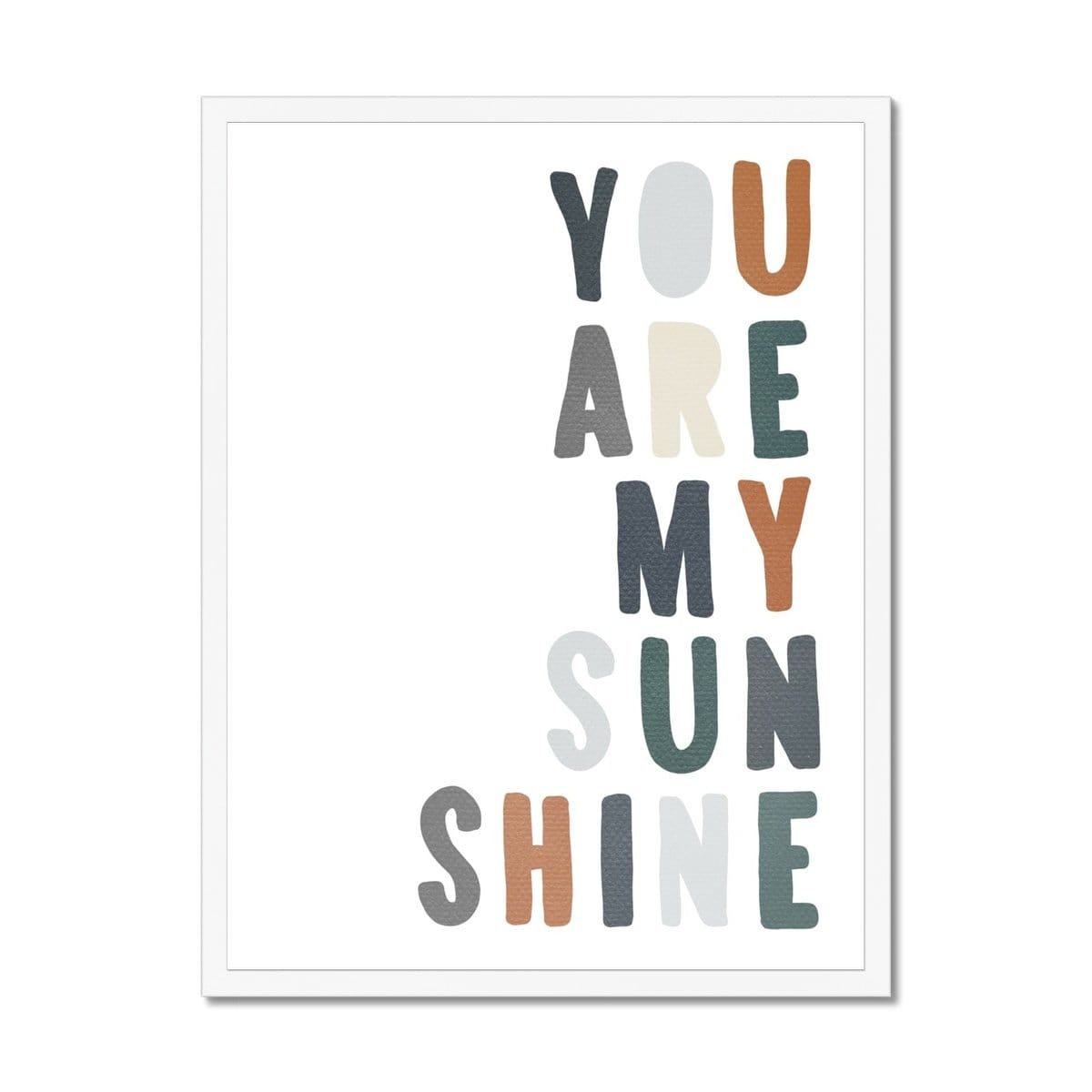 You Are My Sunshine - Navy & Brown |  Framed Print