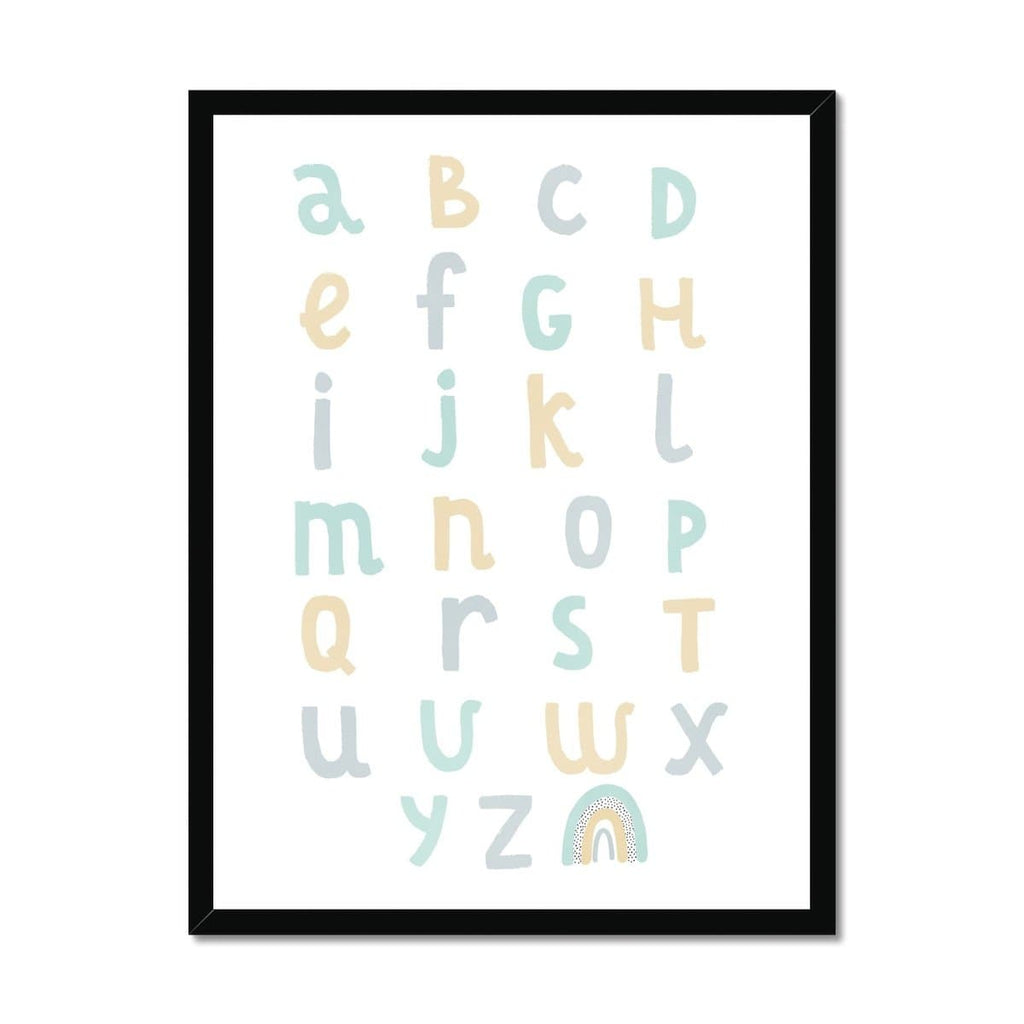 Alphabet Chart - Mint, Blue & Yellow |  Framed Print