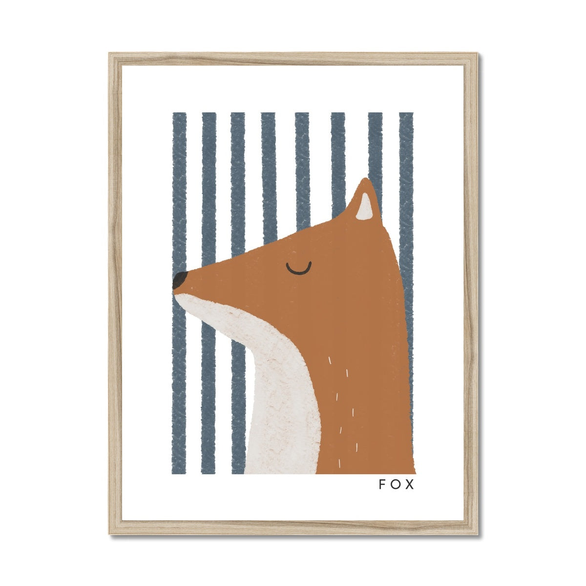 Fox Print - Blue Stripes |  Framed Print