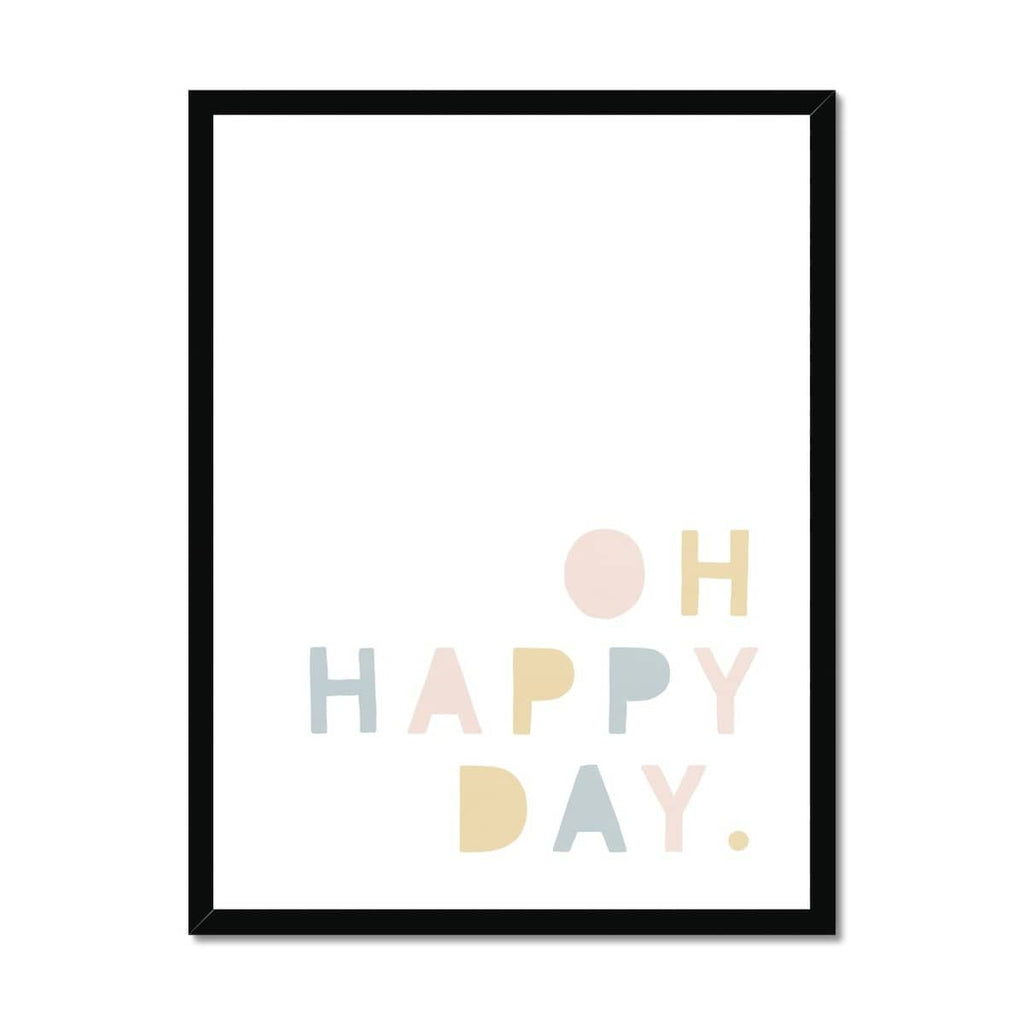 Oh Happy Day - Pink, Yellow & Blue |  Framed Print