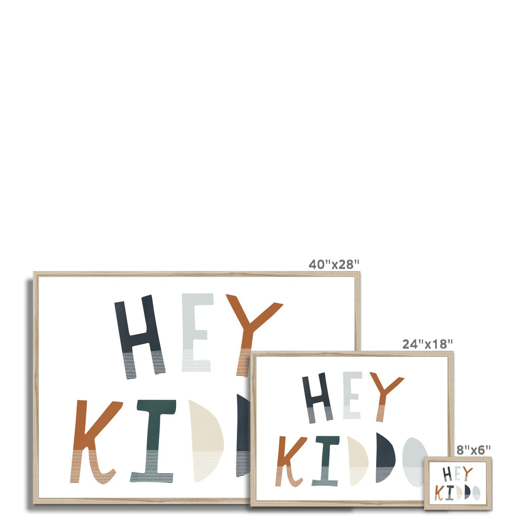 Hey Kiddo - Navy & Brown (Landscape) |  Framed Print