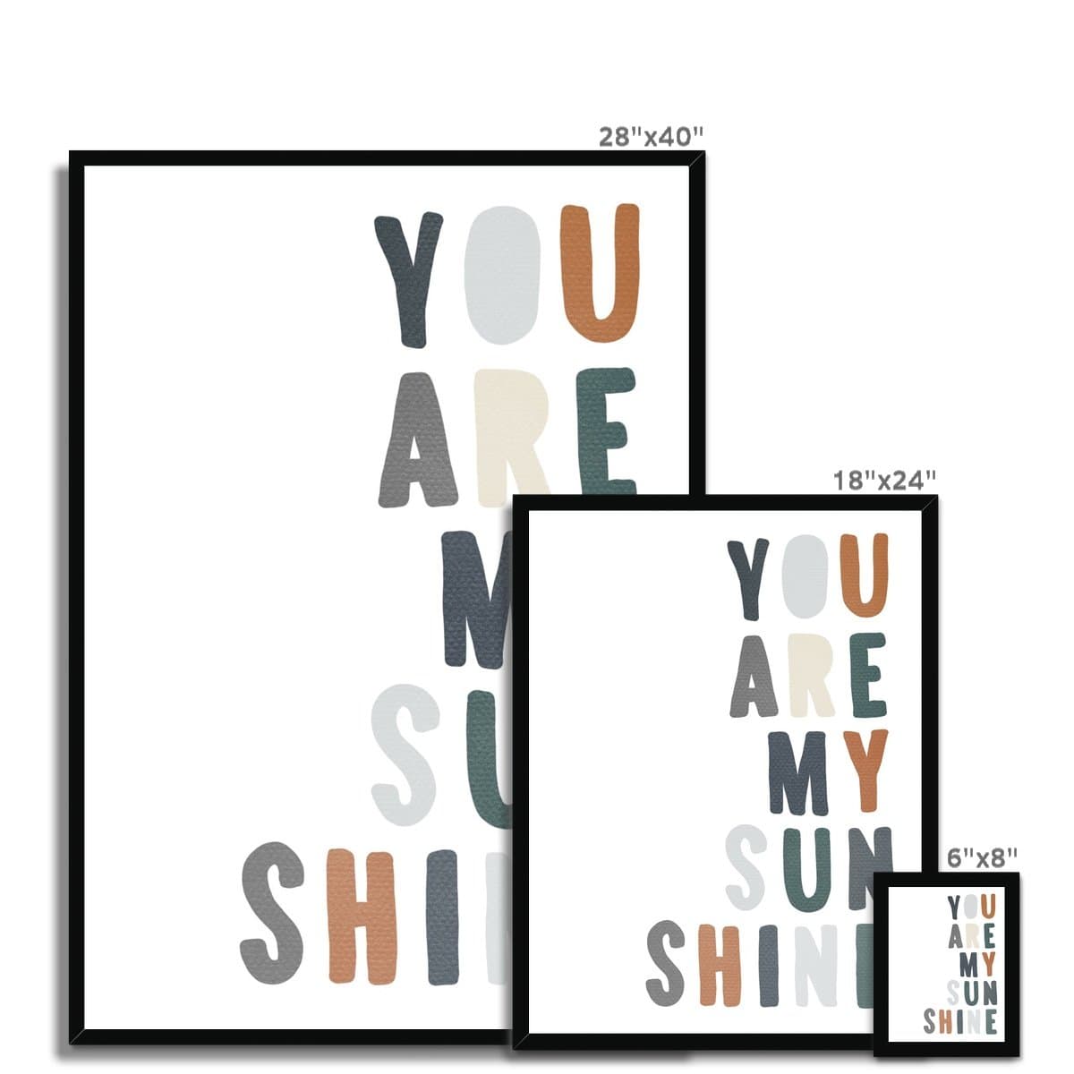 You Are My Sunshine - Navy & Brown |  Framed Print