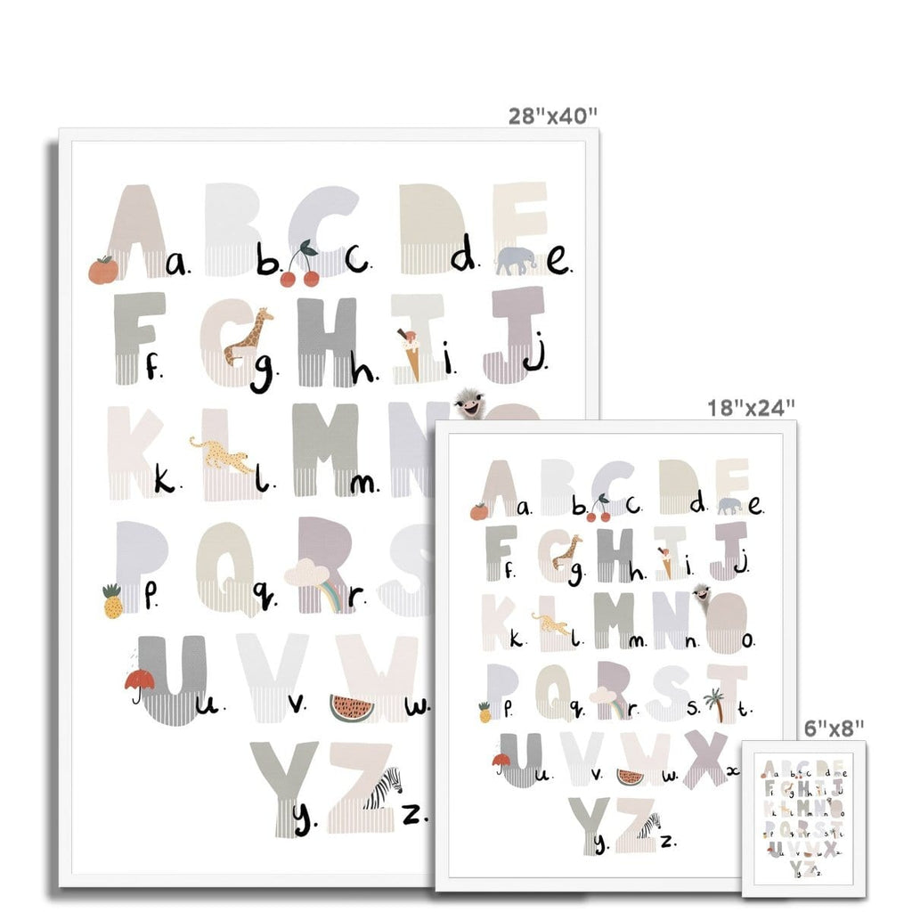 Alphabet Chart - Illustrated Natural |  Framed Print