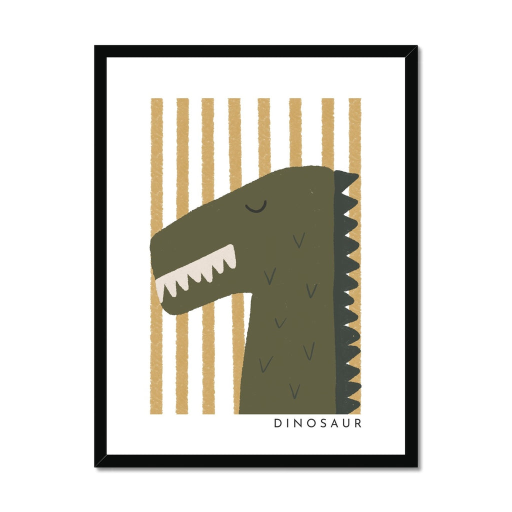 Dinosaur Print - Ochre Stripes |  Framed Print