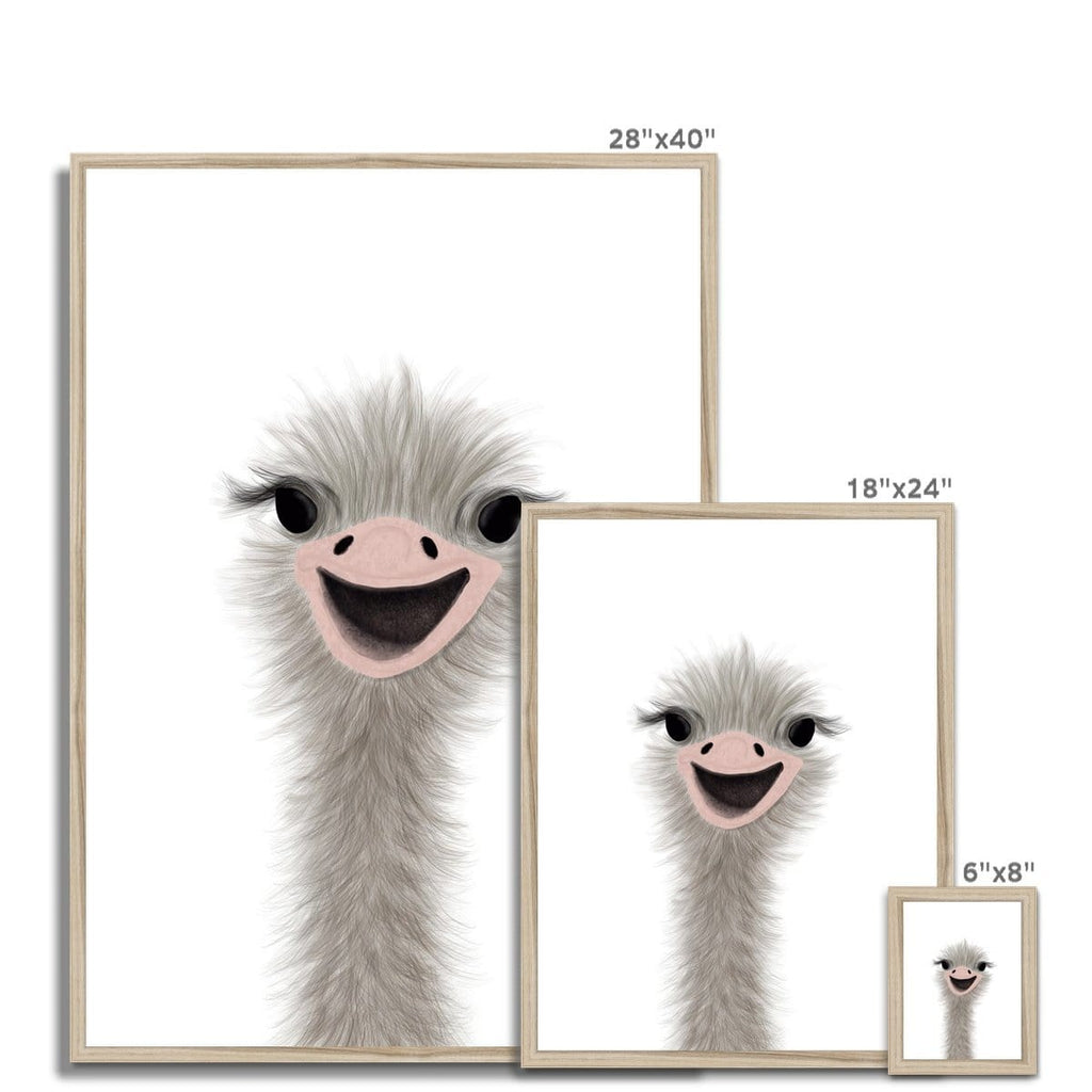 Ostrich Peekaboo - Portrait |  Framed Print