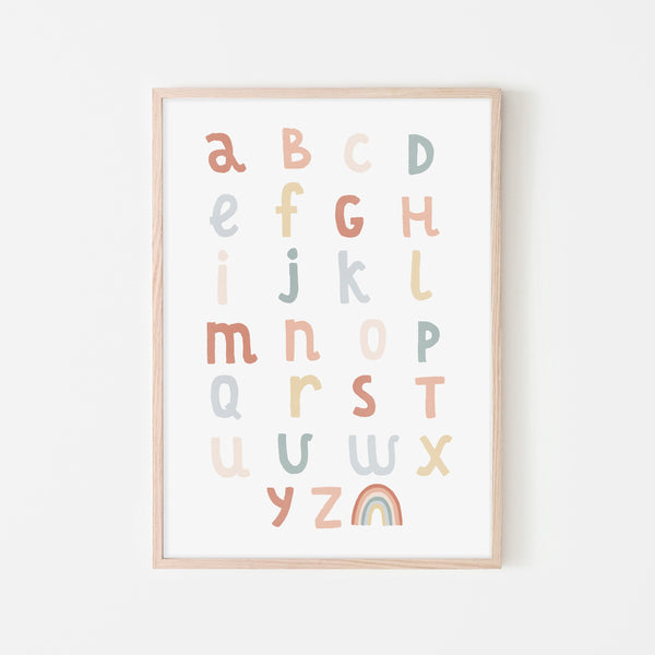 Alphabet Chart - Subtle Rainbow |  Framed Print