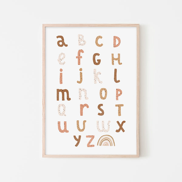 Alphabet Chart - Burnt Umber |  Framed Print