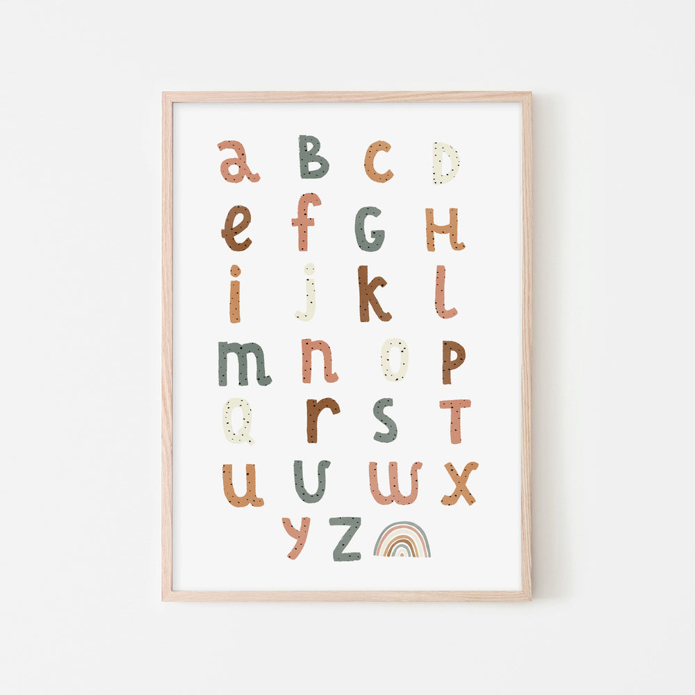 Colourful Alphabet Chart | Kids Wall Art | Pretty In Print