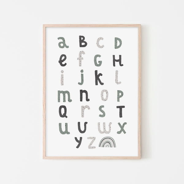 Alphabet Chart - Spearmint Blue |  Framed Print