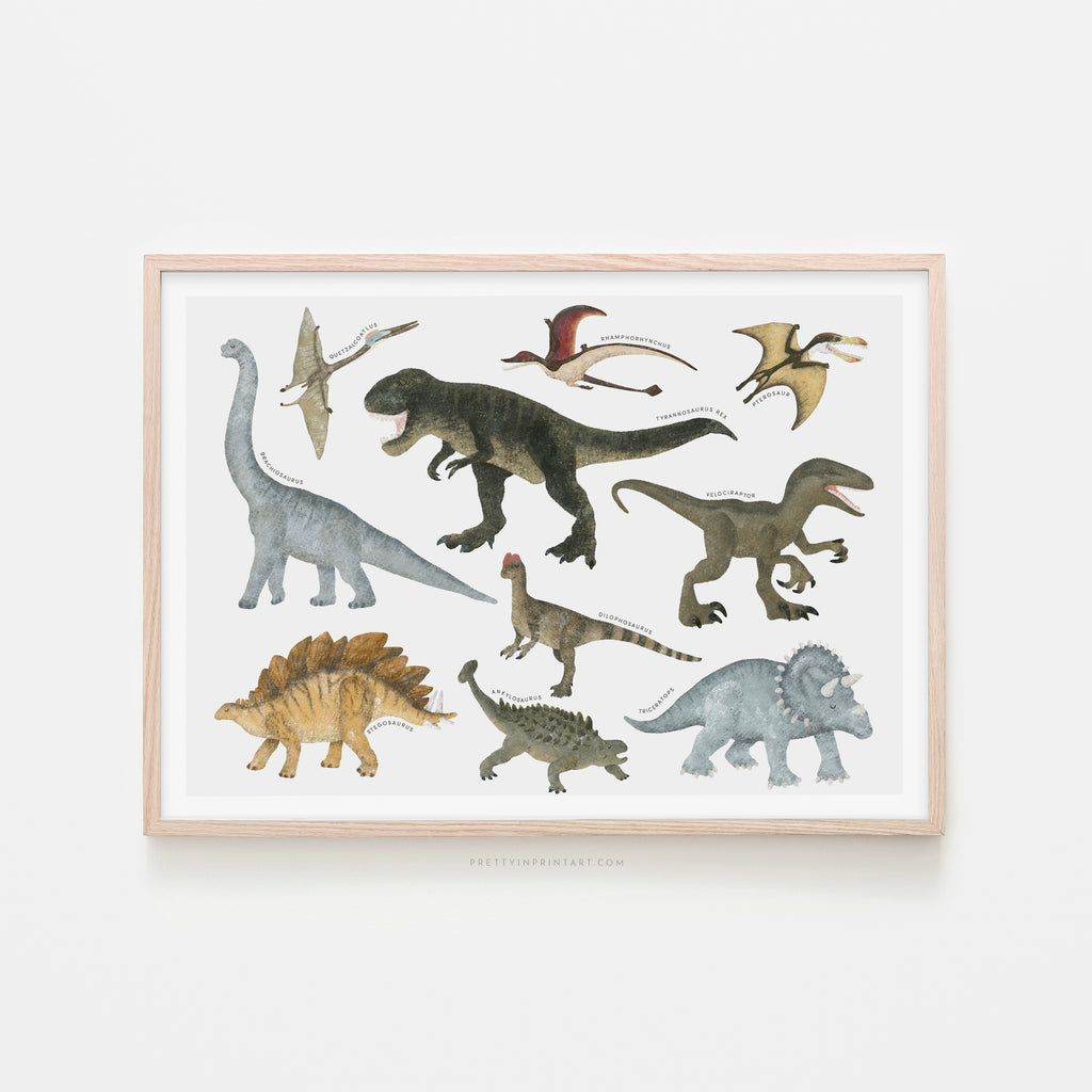 Dinosaur Educational Chart |  Framed Print