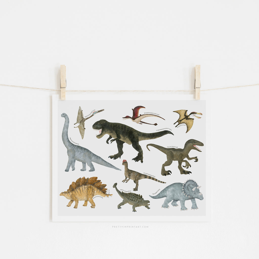 Dinosaur Educational Chart |  Unframed