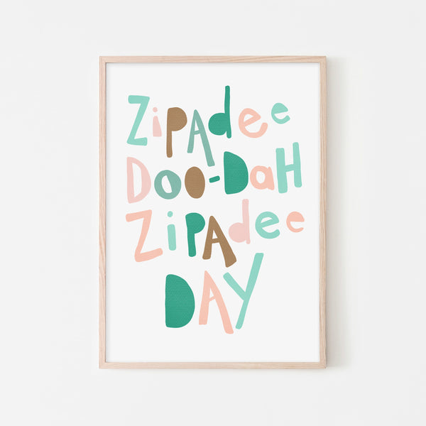 Zipadee Doo Dah - Pink & Green |  Framed Print