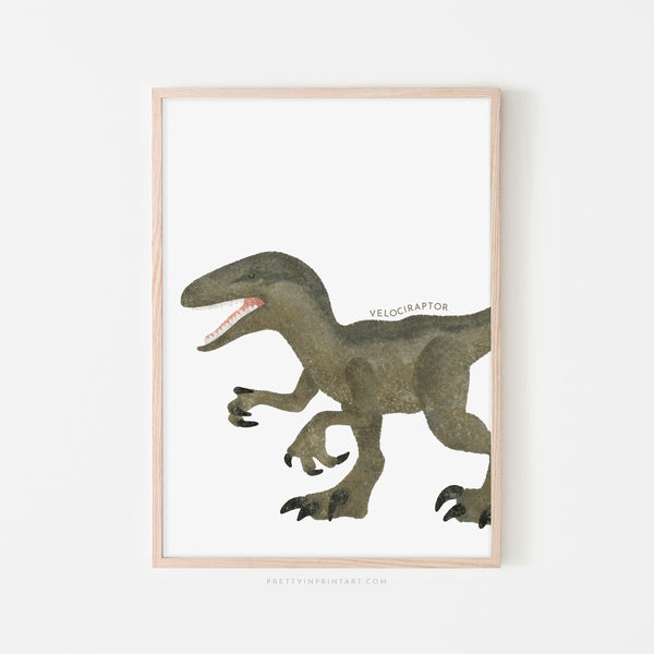 Dinosaur Art - Velociraptor - Portrait |  Framed Print