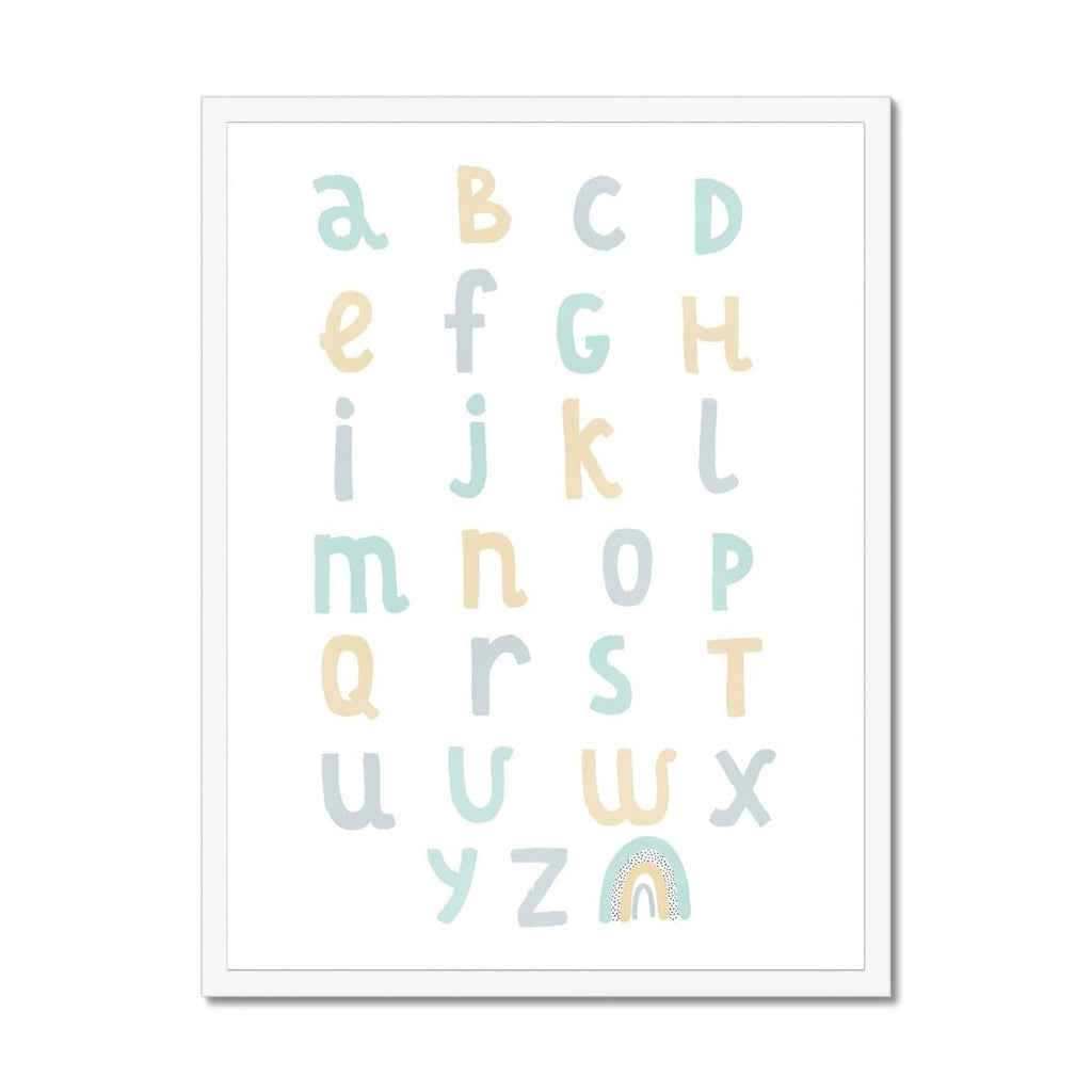 Alphabet Chart - Mint, Blue & Yellow |  Framed Print