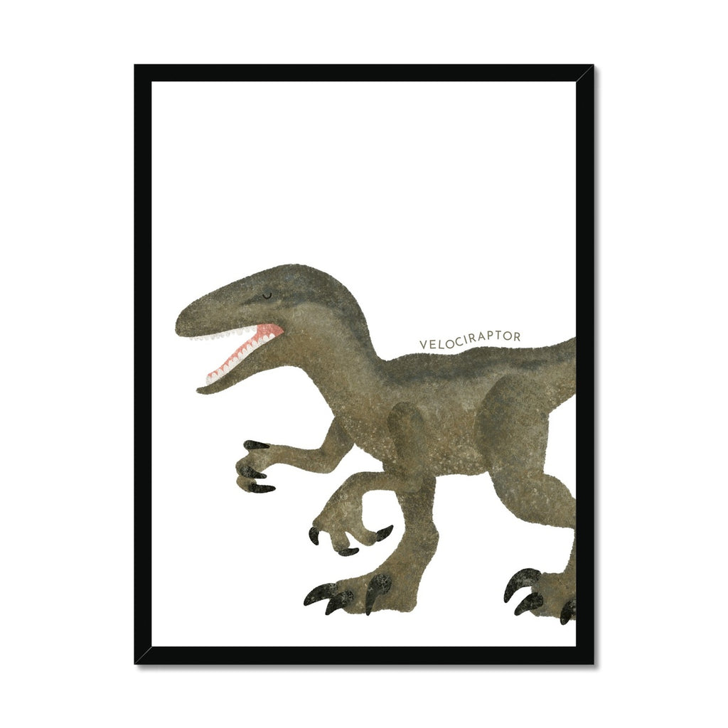 Dinosaur Art - Velociraptor - Portrait |  Framed Print