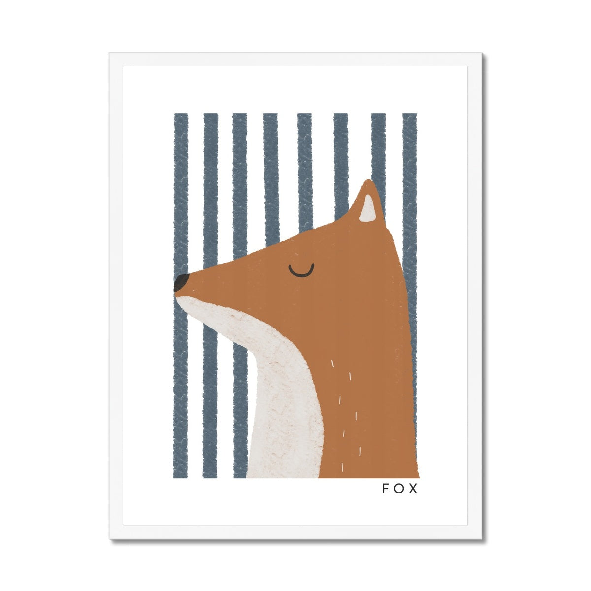 Fox Print - Blue Stripes |  Framed Print