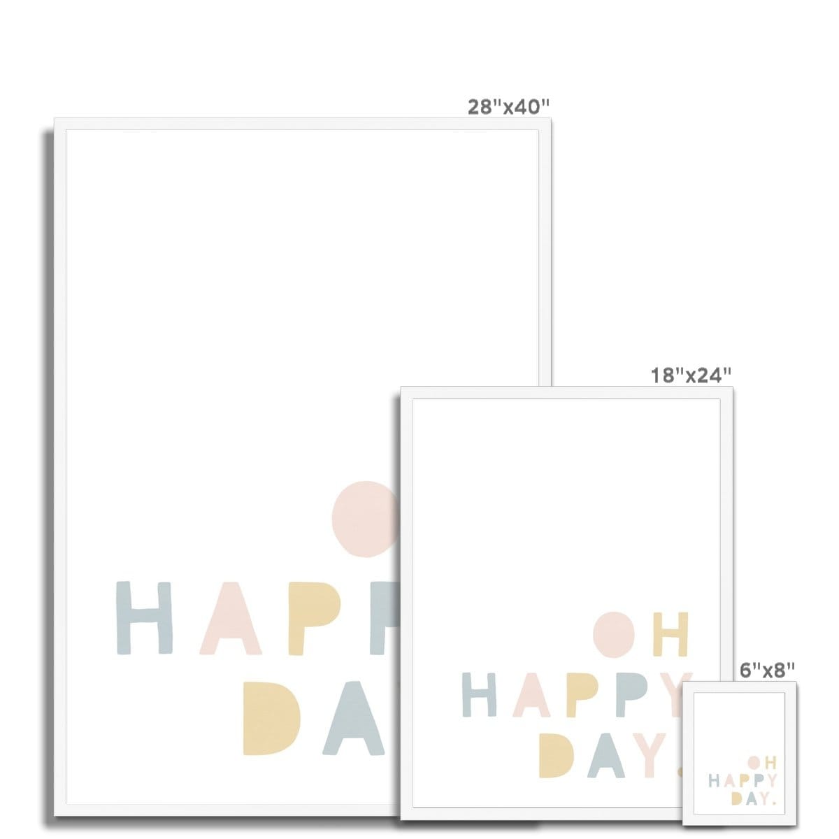 Oh Happy Day - Pink, Yellow & Blue |  Framed Print