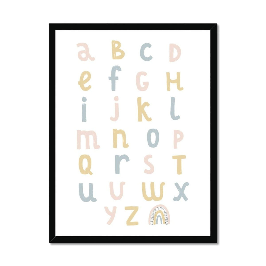 Alphabet Chart - Pink, Yellow & Blue |  Framed Print