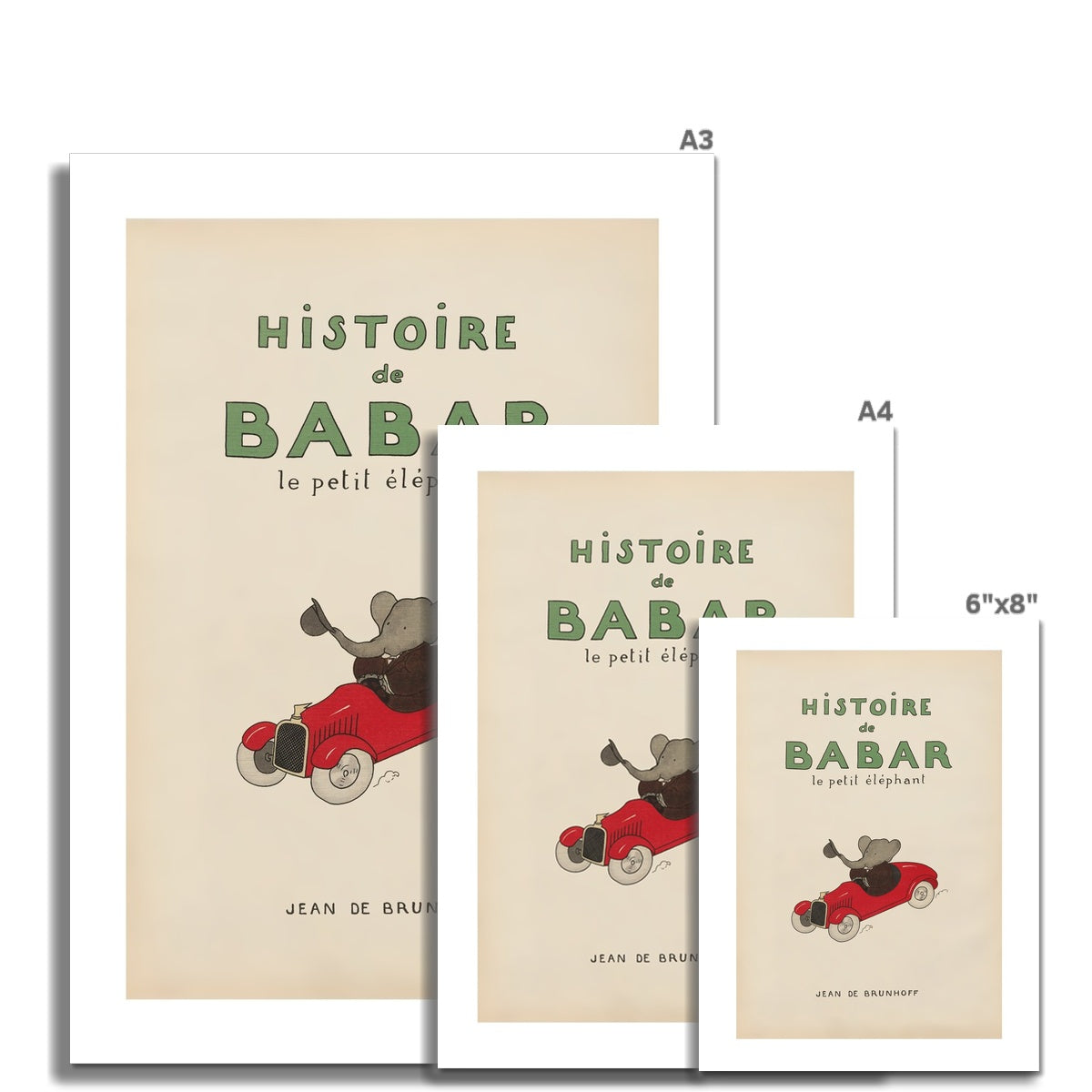 Babar Nursery Art - Babar the Elephant nursery wall art print, Vintage Babar nursery decor for baby’s room, Classic Babar prints for children’s bedrooms