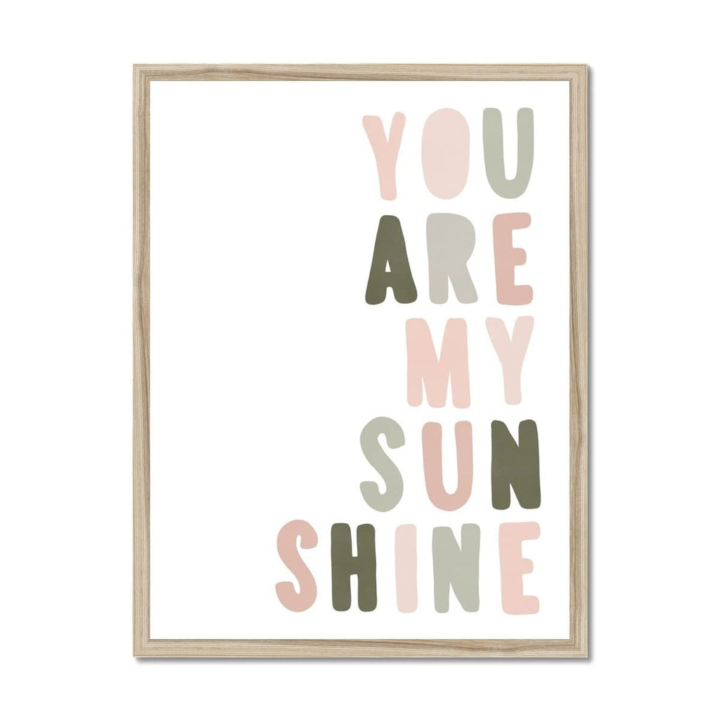 You Are My Sunshine - Rose & Sage Green |  Framed Print