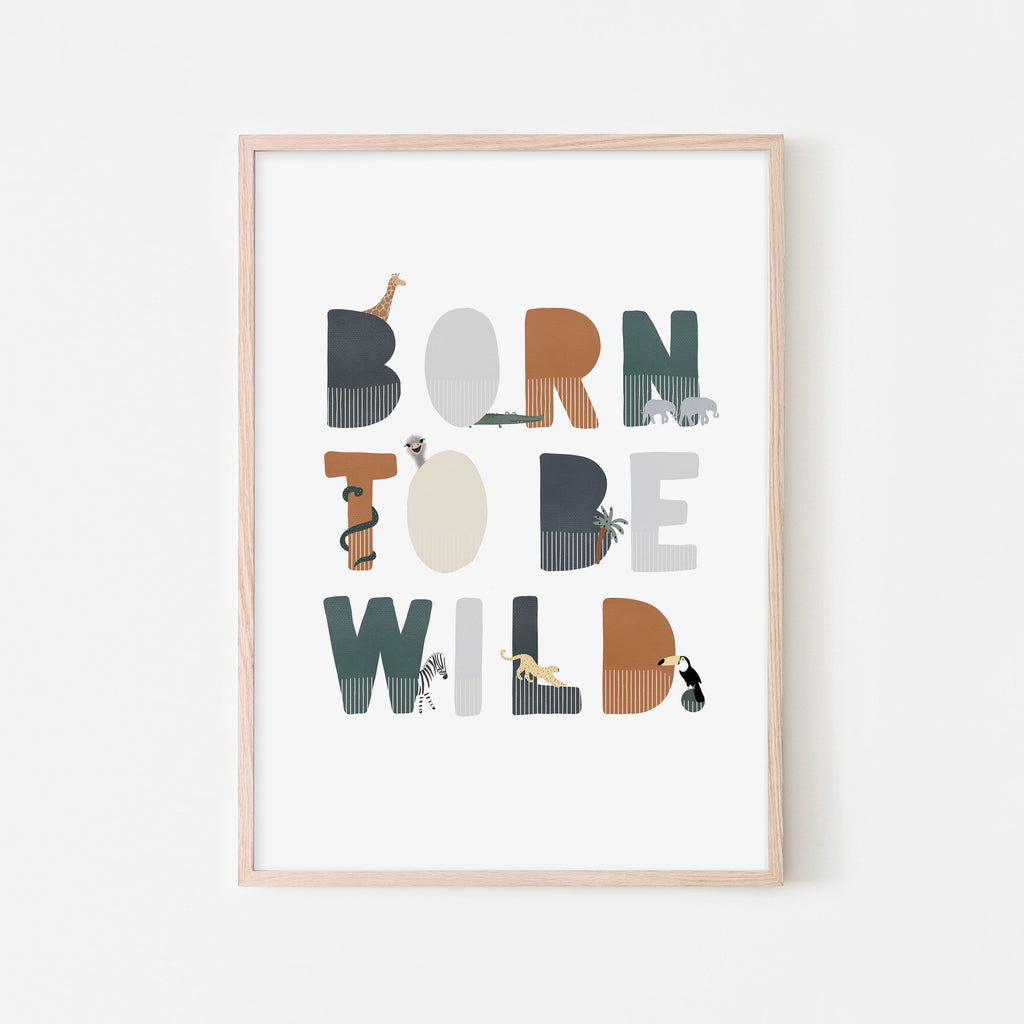 Born To Be Wild Print - Navy Illustrated |  Framed Print