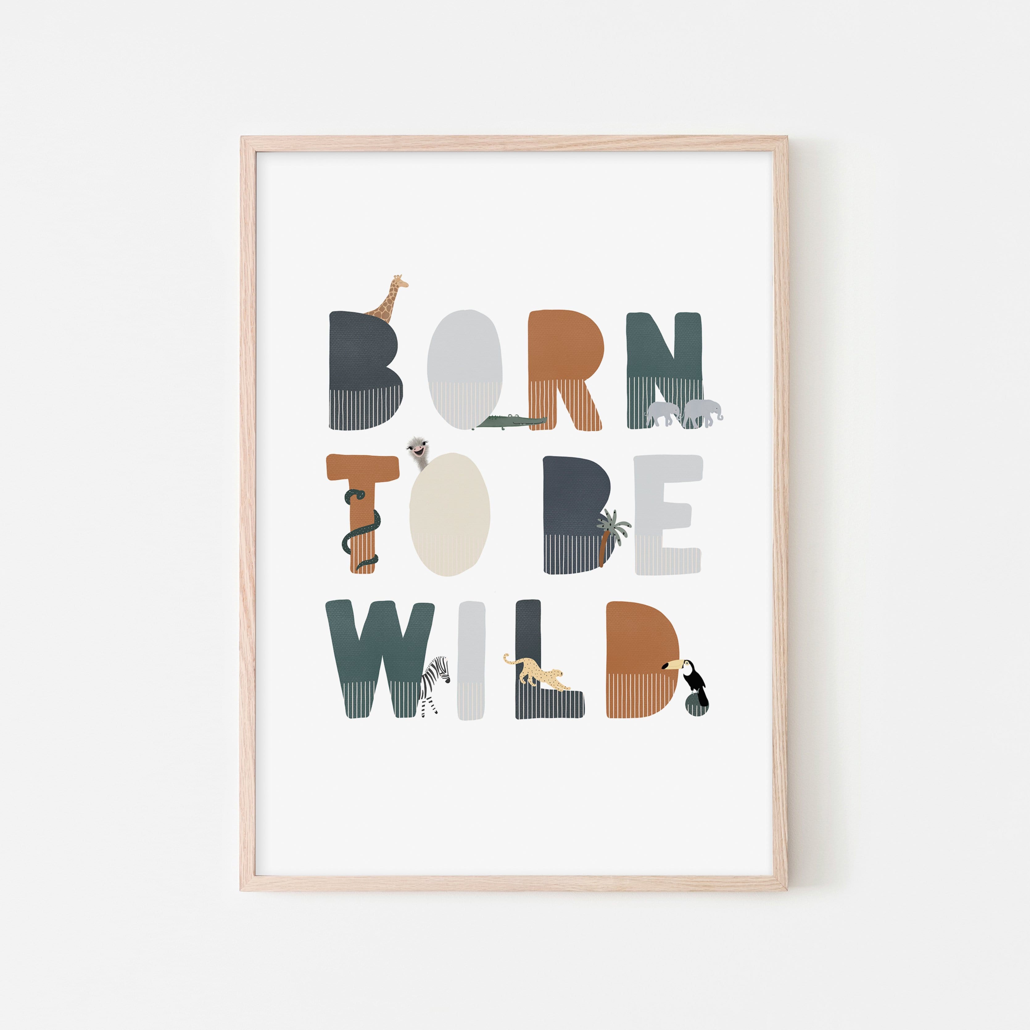 Born To Be Wild Print - Navy Illustrated |  Framed Print