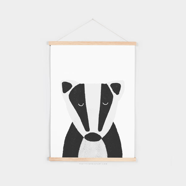 Badger Print - Plain |  Fine Art Print with Hanger
