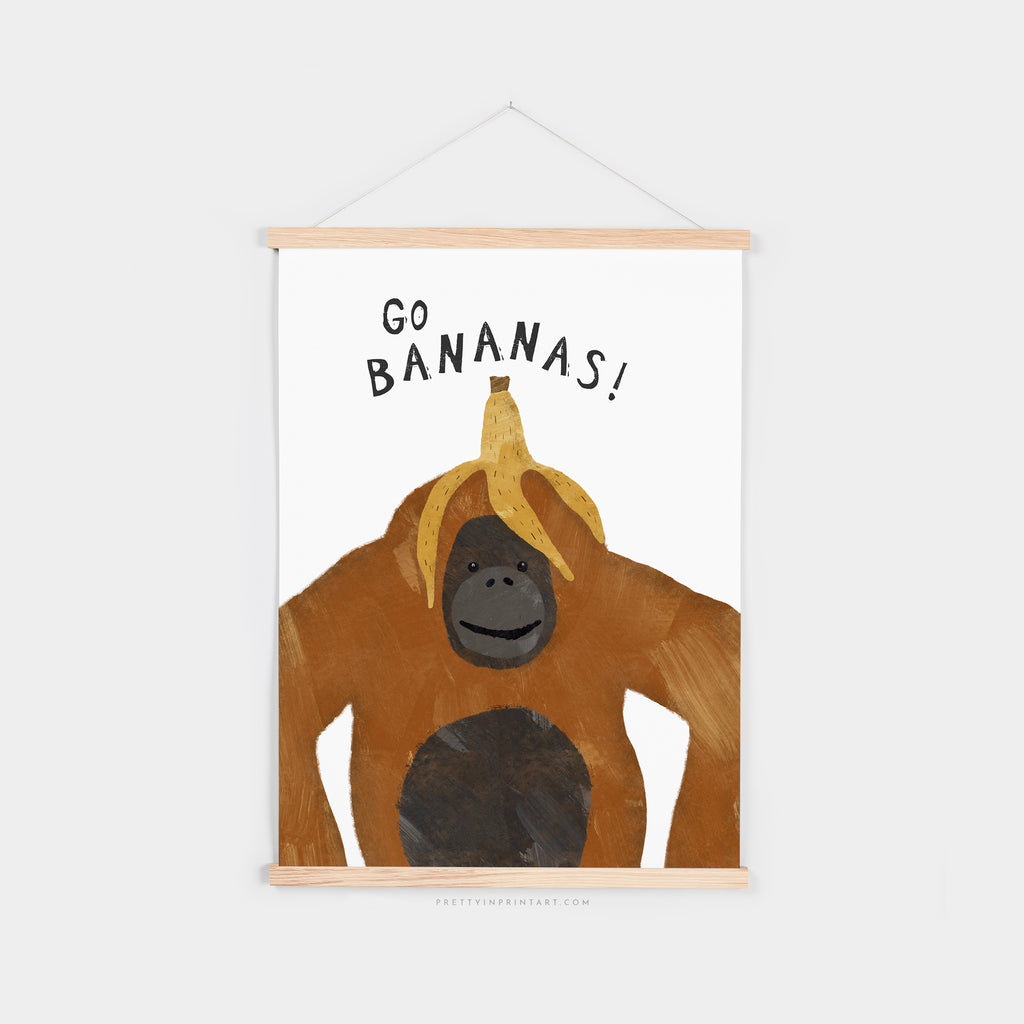 Go Bananas Orangutan Poster |  Fine Art Print with Hanger