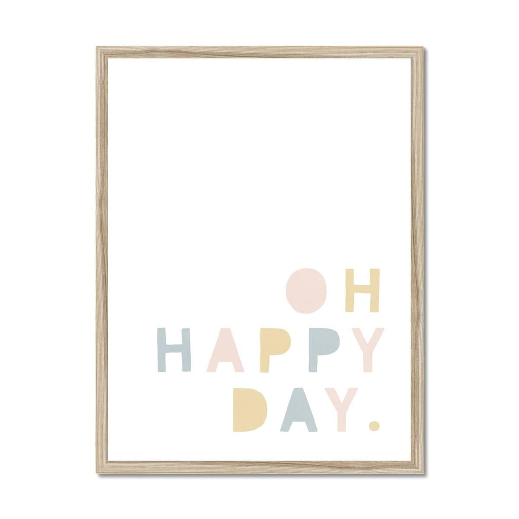 Oh Happy Day - Pink, Yellow & Blue |  Framed Print