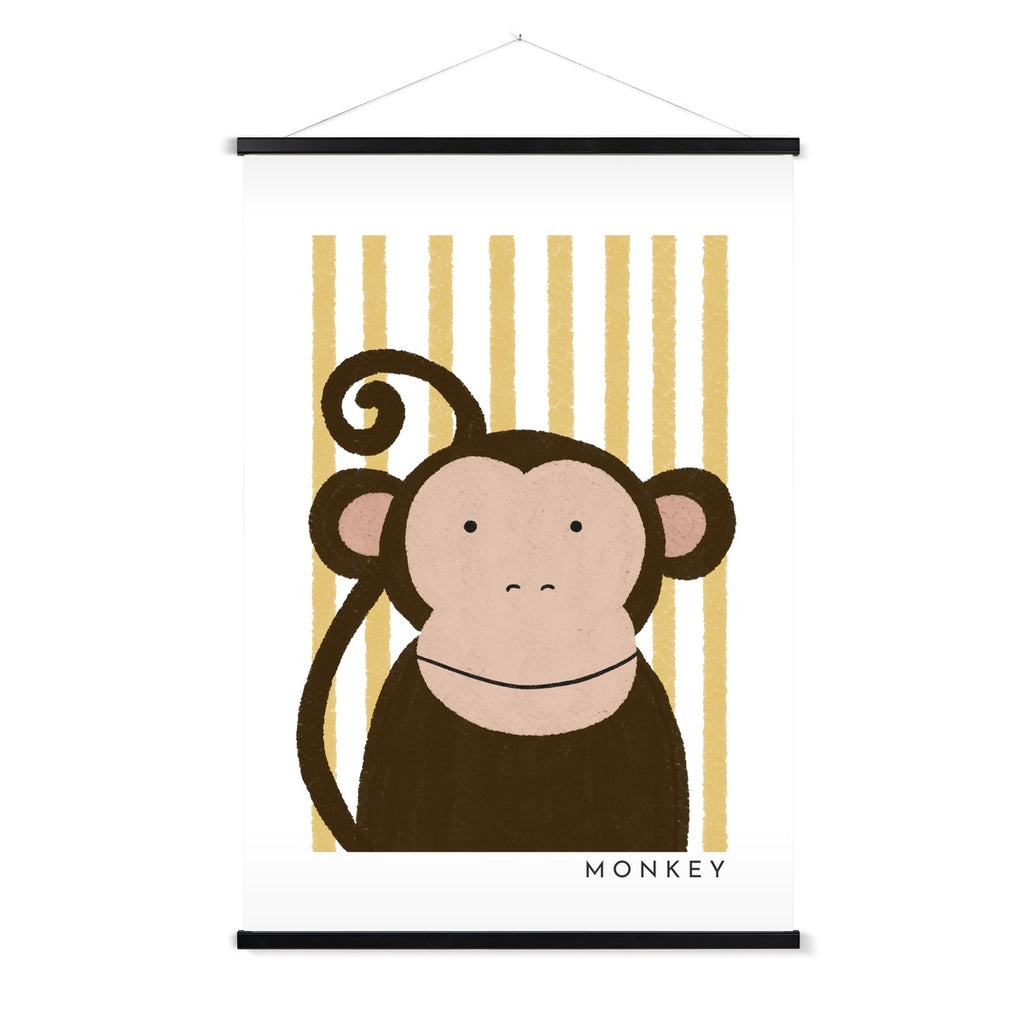 Monkey Print - Yellow Stripes |  Fine Art Print with Hanger