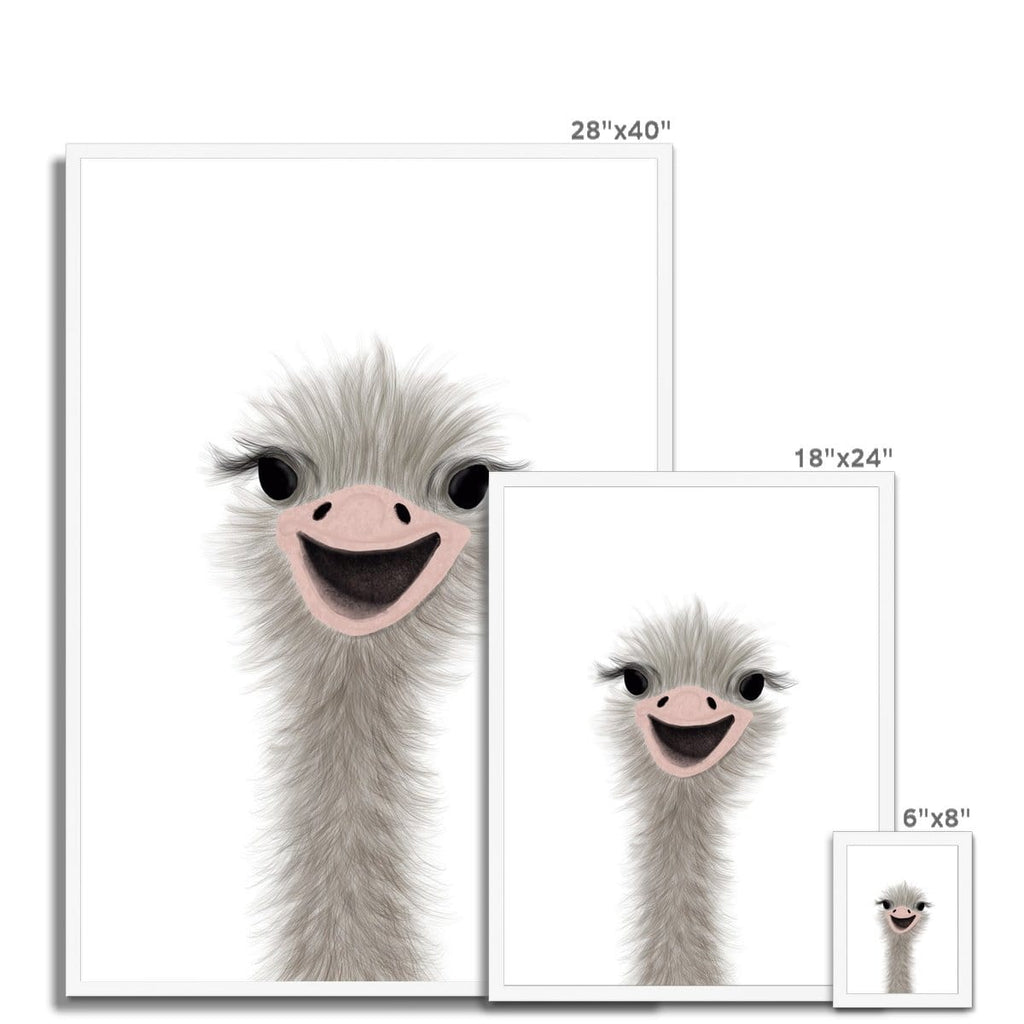 Ostrich Peekaboo - Portrait |  Framed Print