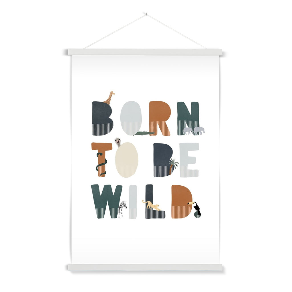 Born To Be Wild Print - Navy Illustrated |  Fine Art Print with Hanger