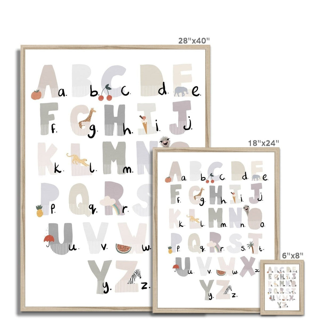 Alphabet Chart - Illustrated Natural |  Framed Print
