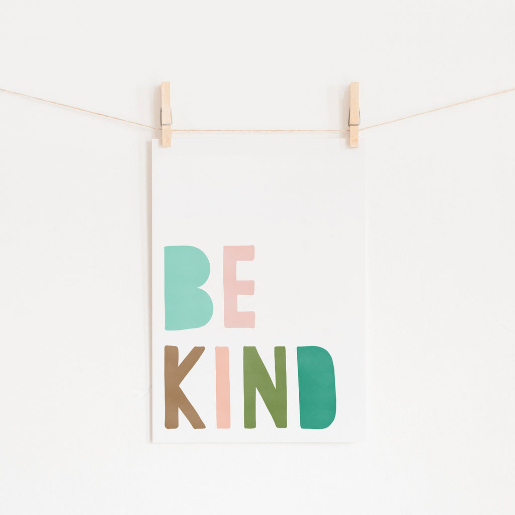 Be Kind Print - Pink & Green |  Unframed