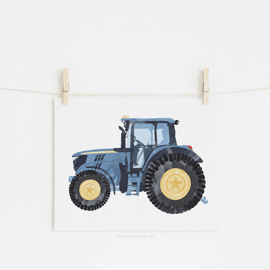 Tractor Kids Art | Blue |  Unframed