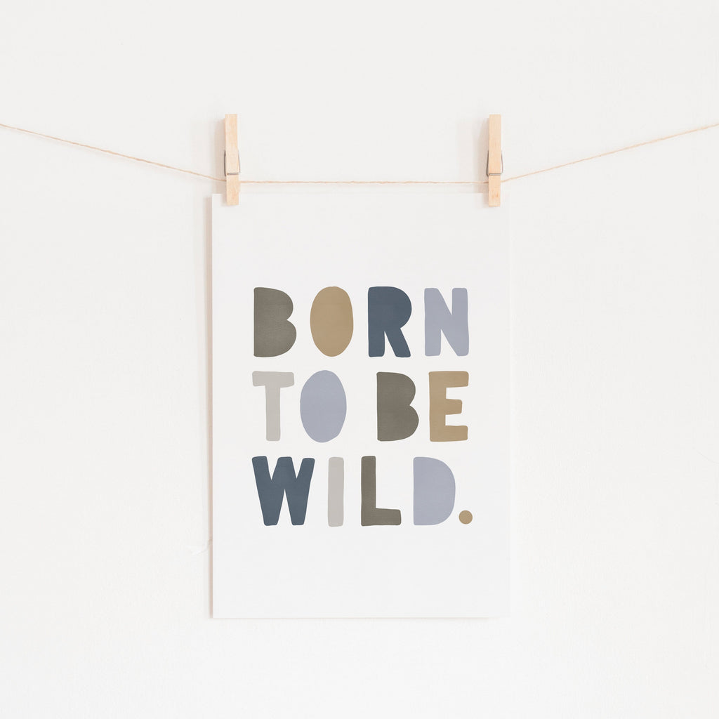 Born To Be Wild Print - Blue & Beige |  Unframed