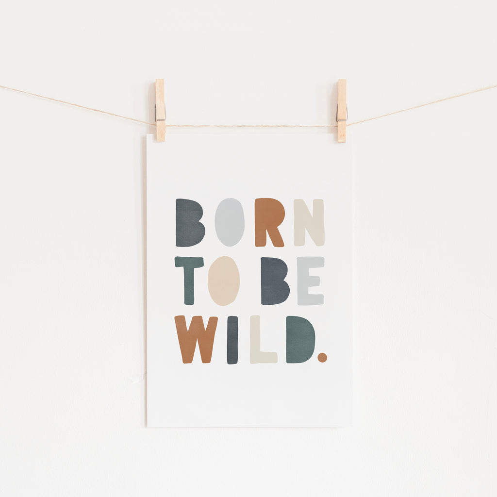 Born To Be Wild Print - Navy & Brown |  Unframed