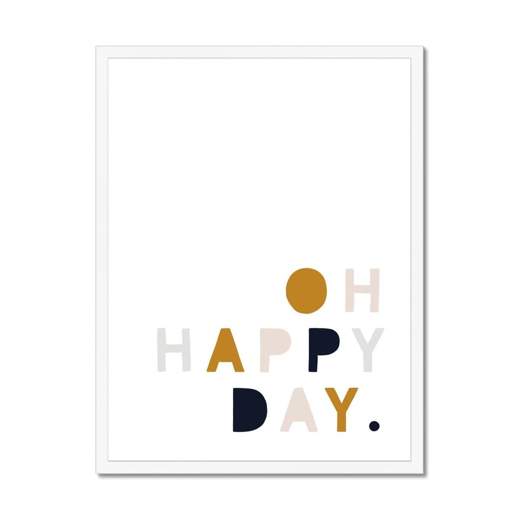 Oh Happy Day - Mustard, Pink & Navy |  Framed Print