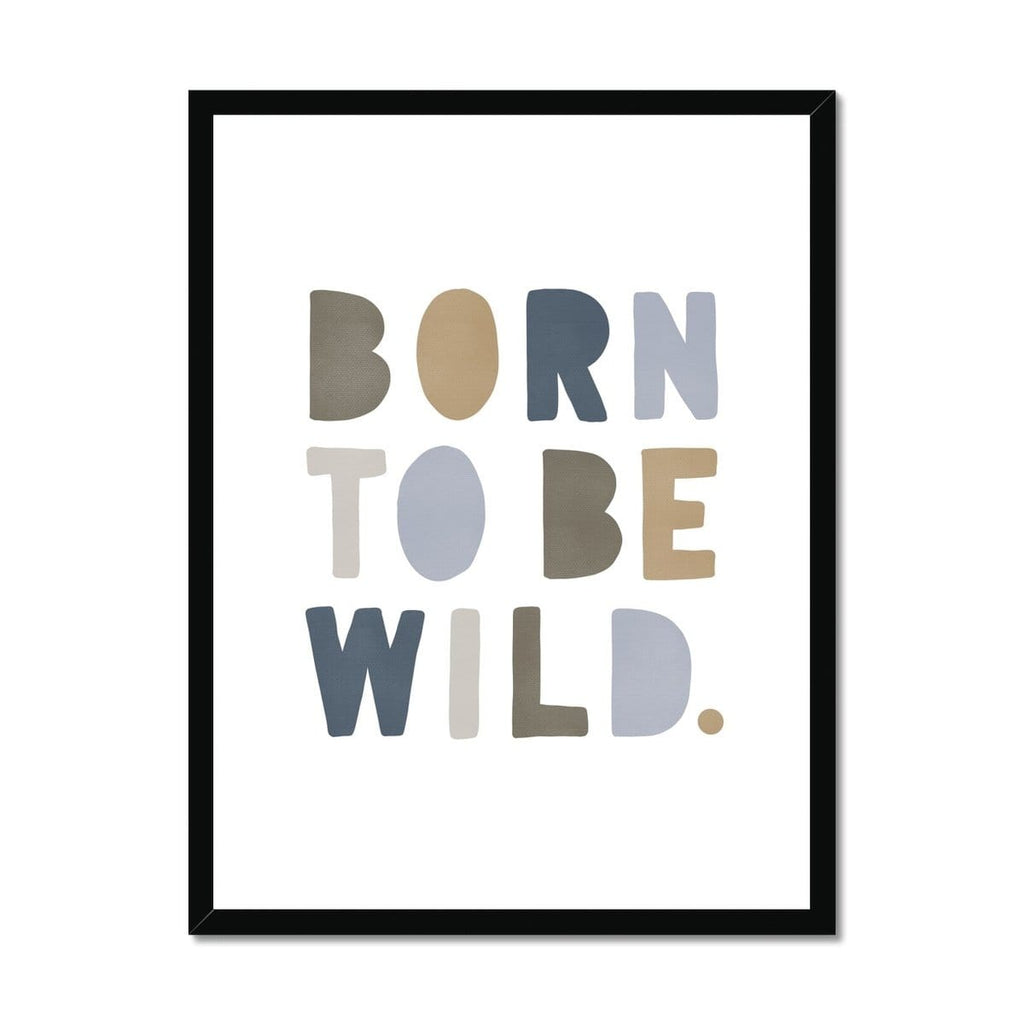 Born To Be Wild Print - Blue & Beige |  Framed Print