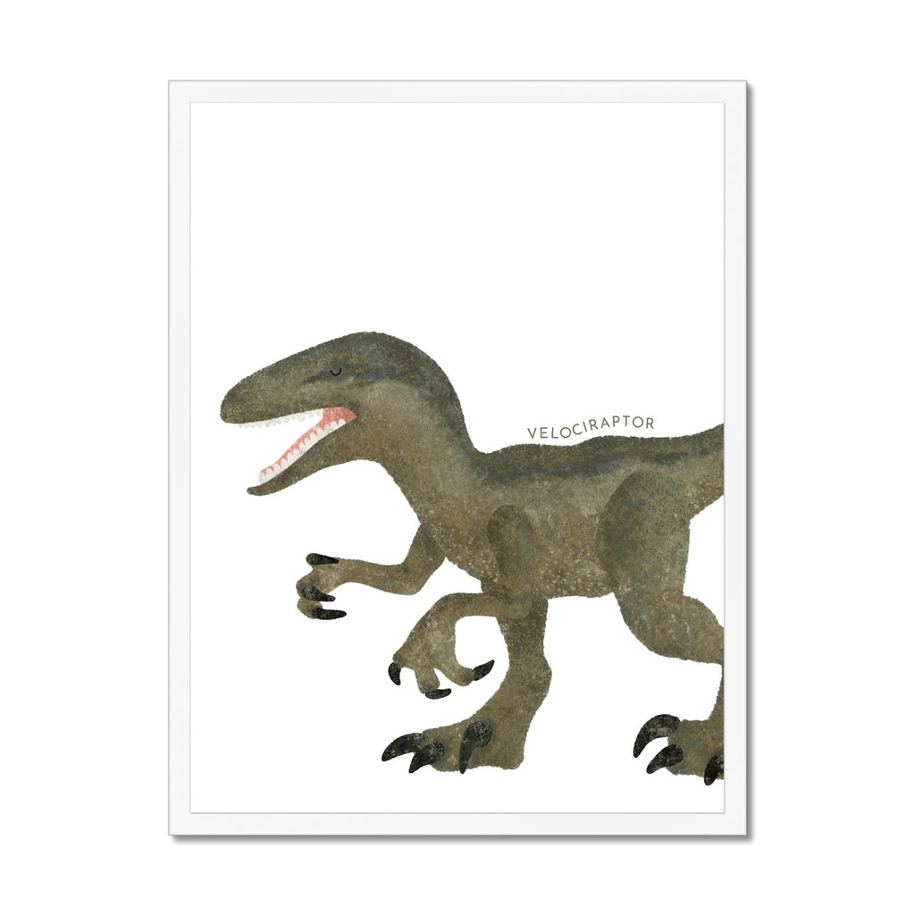 Dinosaur Art - Velociraptor - Portrait |  Framed Print