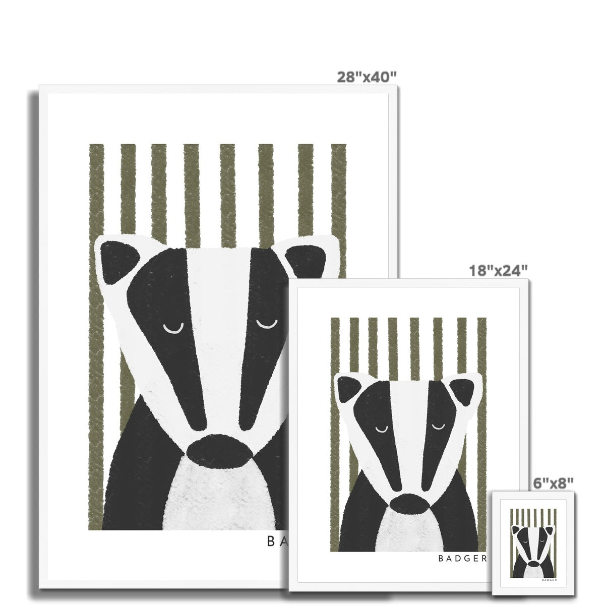 Badger Print - Green Stripes |  Framed Print