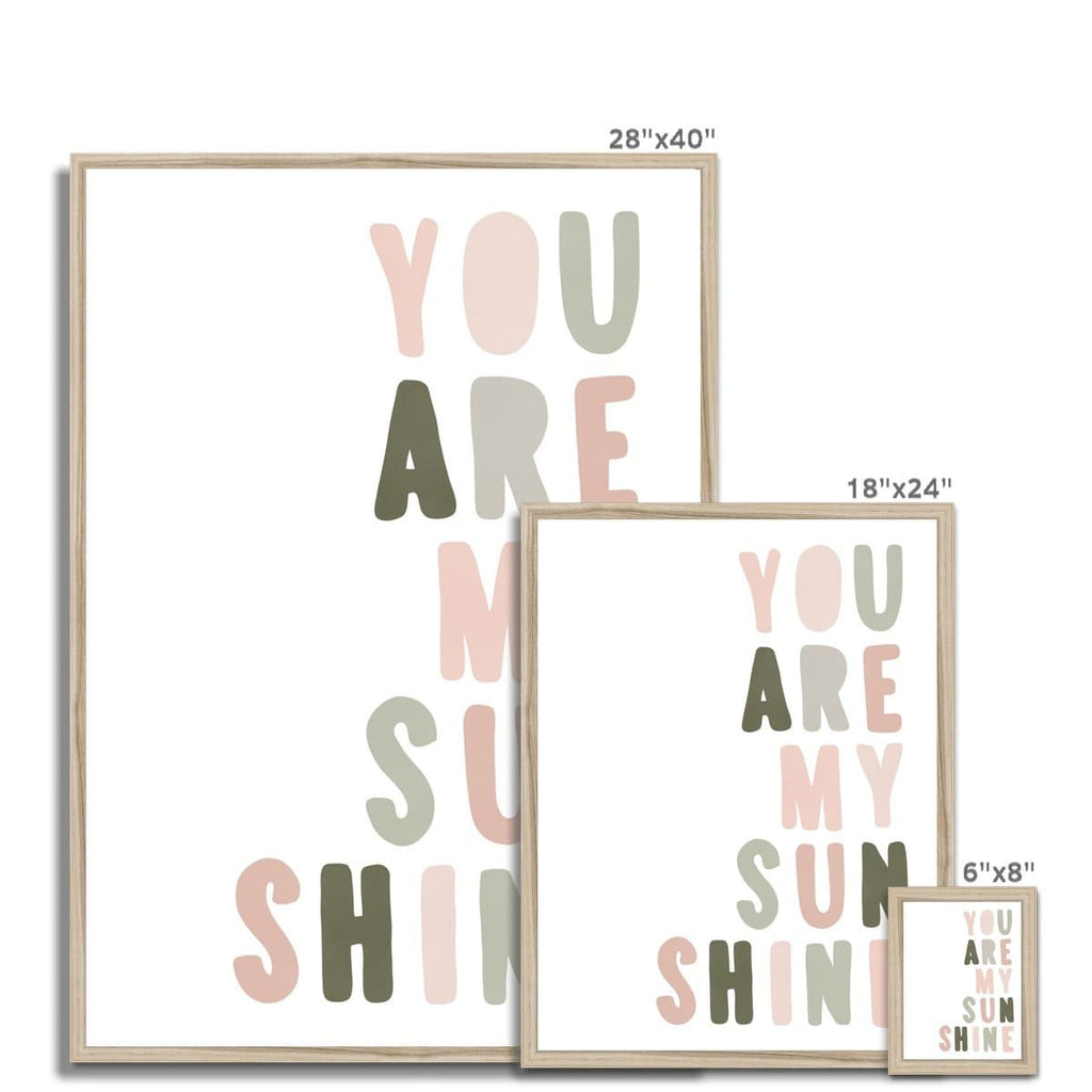 You Are My Sunshine - Rose & Sage Green |  Framed Print