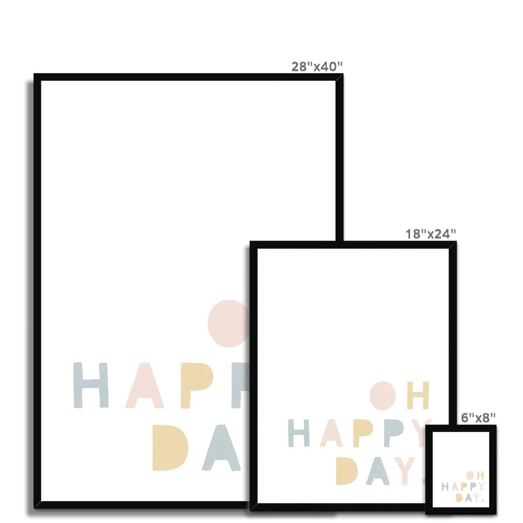 Oh Happy Day - Pink, Yellow & Blue |  Framed Print