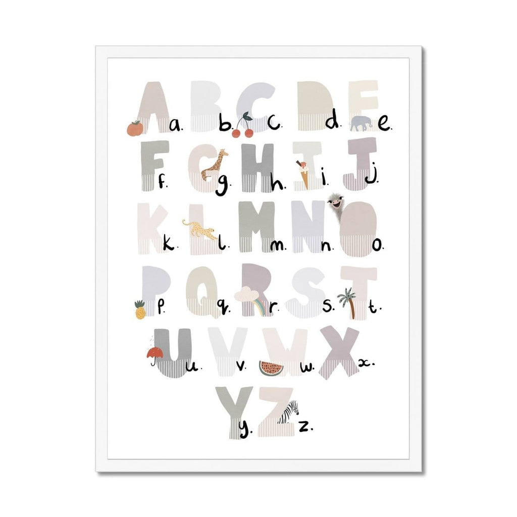 Alphabet Chart - Illustrated Natural |  Framed Print