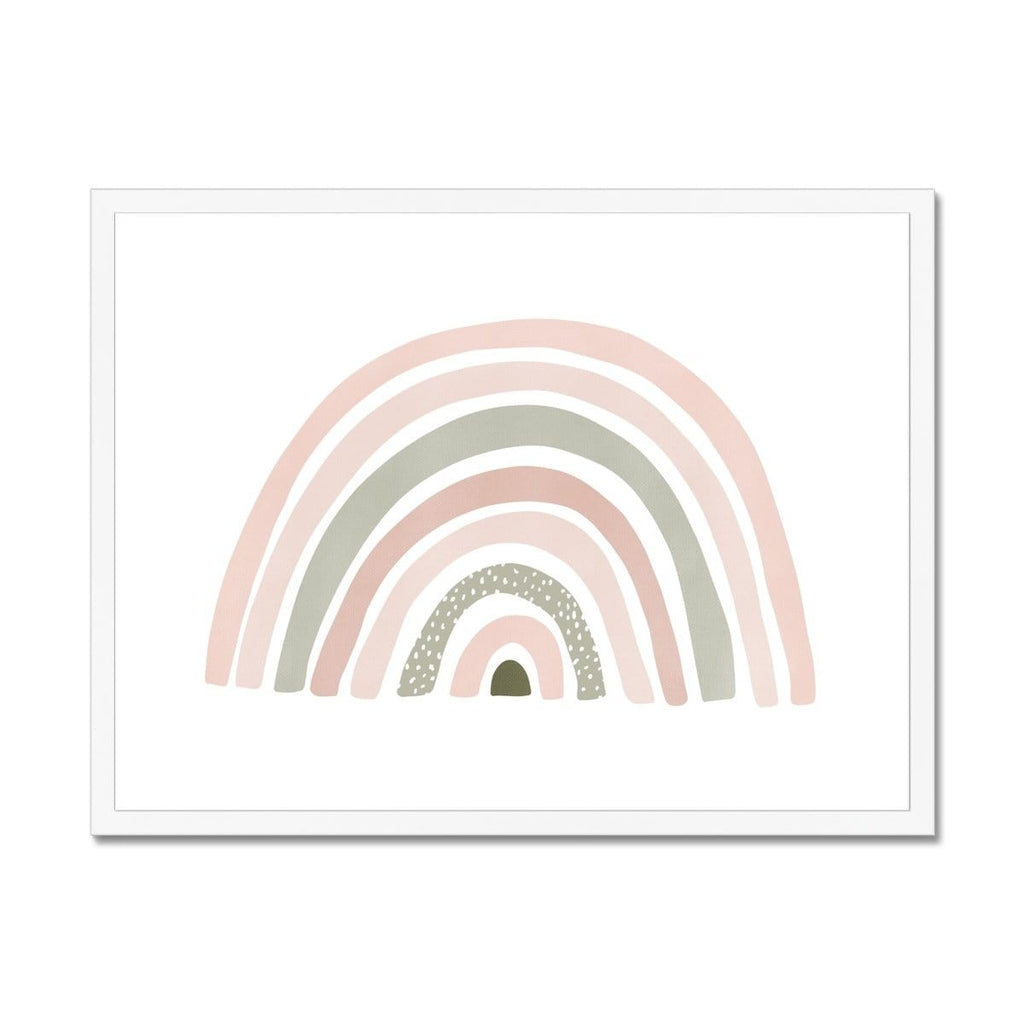 Scandi Rainbow - Pink & Sage Green |  Framed Print