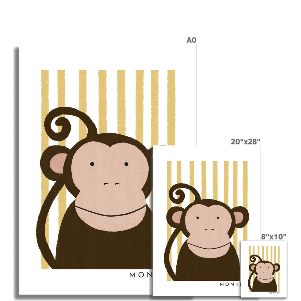 Monkey Print - Yellow Stripes |  Unframed