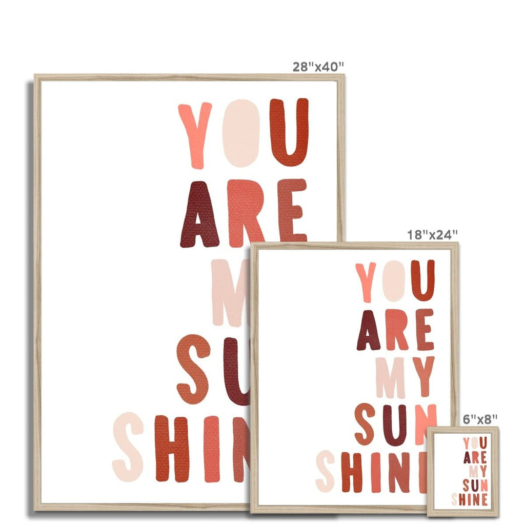 You Are My Sunshine - Red & Pink |  Framed Print
