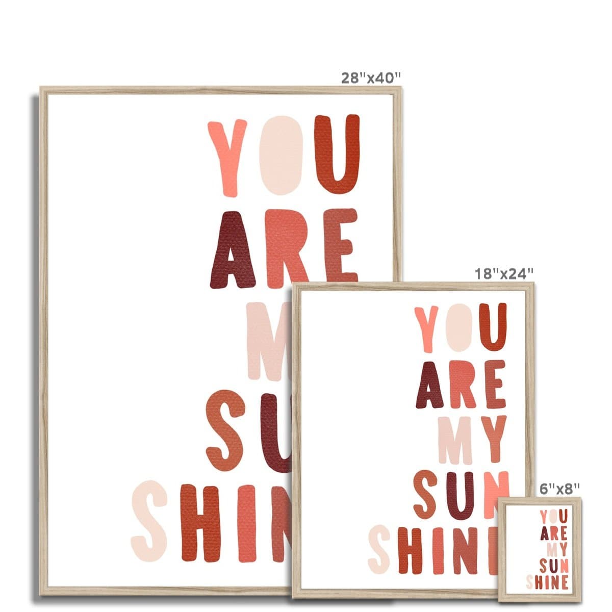 You Are My Sunshine - Red & Pink |  Framed Print