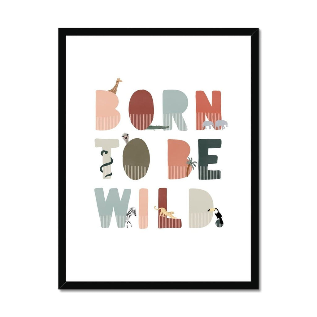 Born To Be Wild Print - Blue, Pink Illustrated |  Framed Print